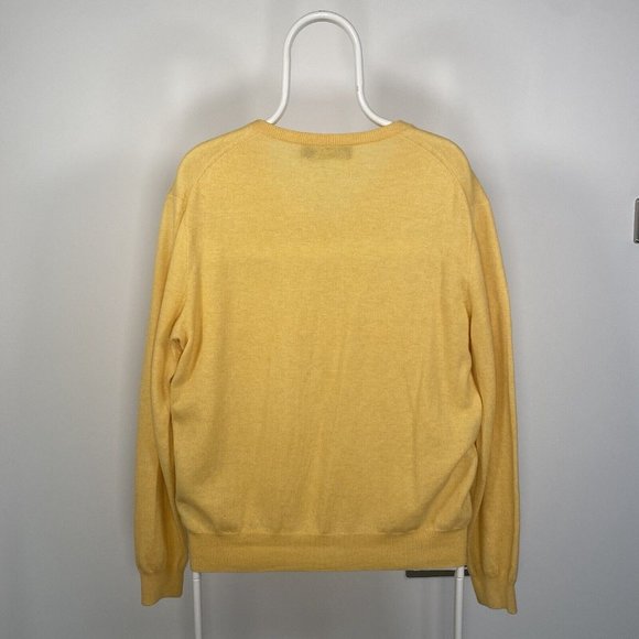 Polo Ralph Lauren 100% Merino Wool Jumper V-Neck Sweater Yellow Medium - Picture 8 of 14